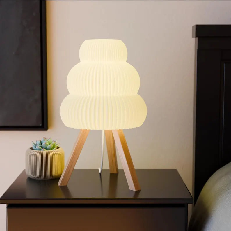 Wood Lamp "CLOUD" Handmade Gift for Small Cozy Home Decor Table Lamp Light