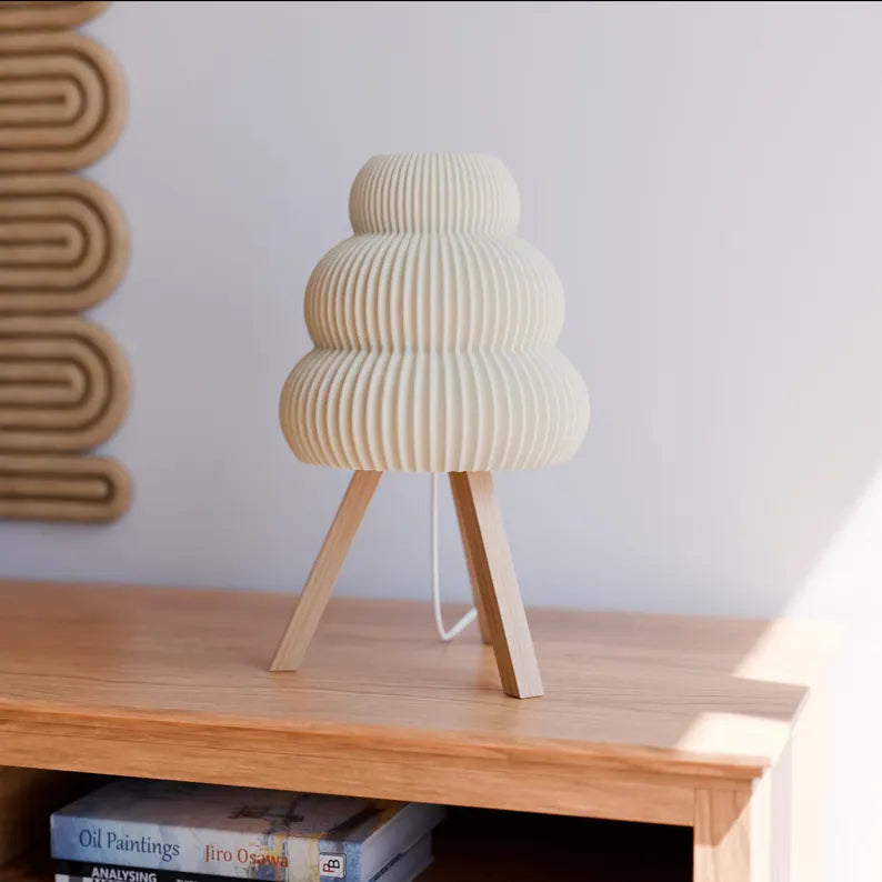 Wood Lamp "CLOUD" Handmade Gift for Small Cozy Home Decor Table Lamp Light