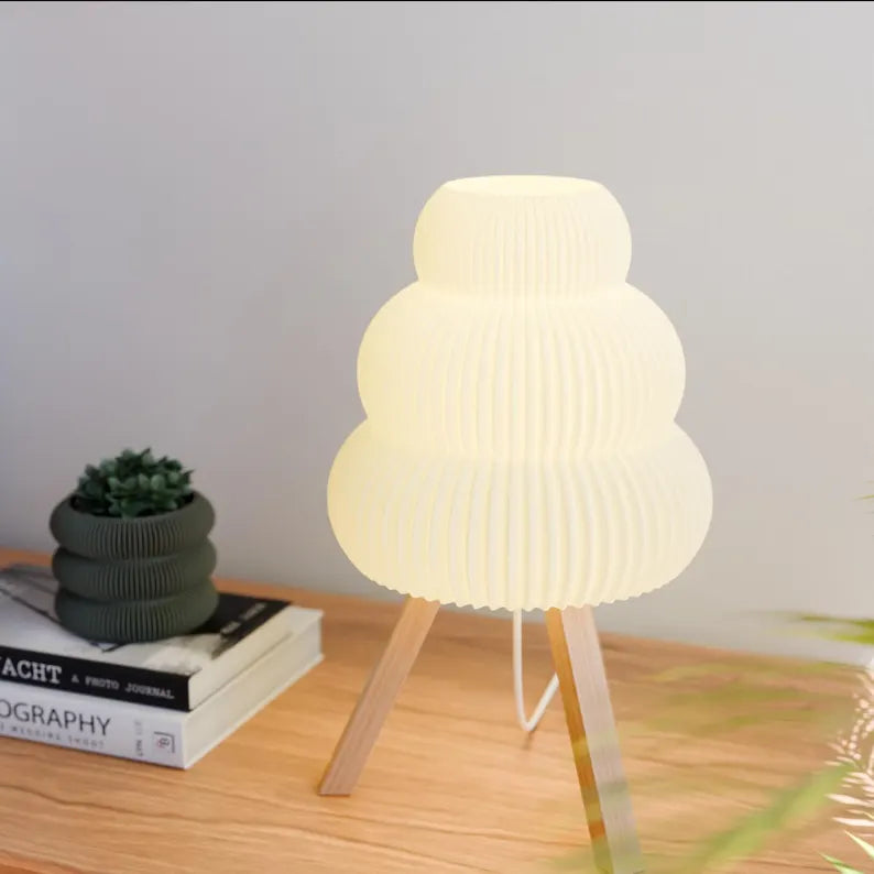 Wood Lamp "CLOUD" Handmade Gift for Small Cozy Home Decor Table Lamp Light