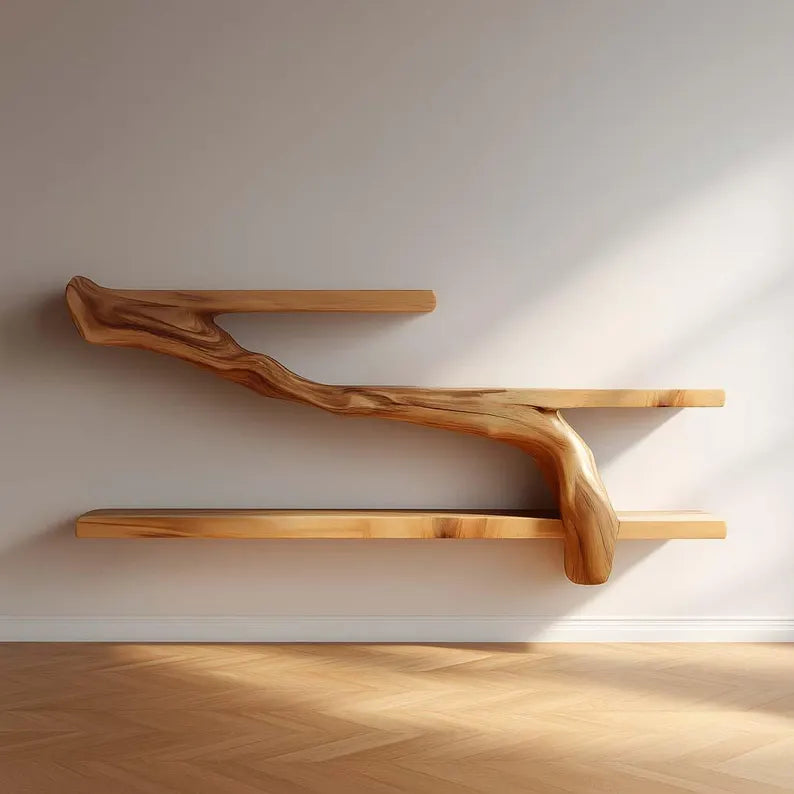 Driftwood Floating Bookshelf | Tree Shaped Solid Wood Shelf | Rustic Nursery Wall Bookshelf | Kids Room Decor | Handmade Wooden Wall Shelf